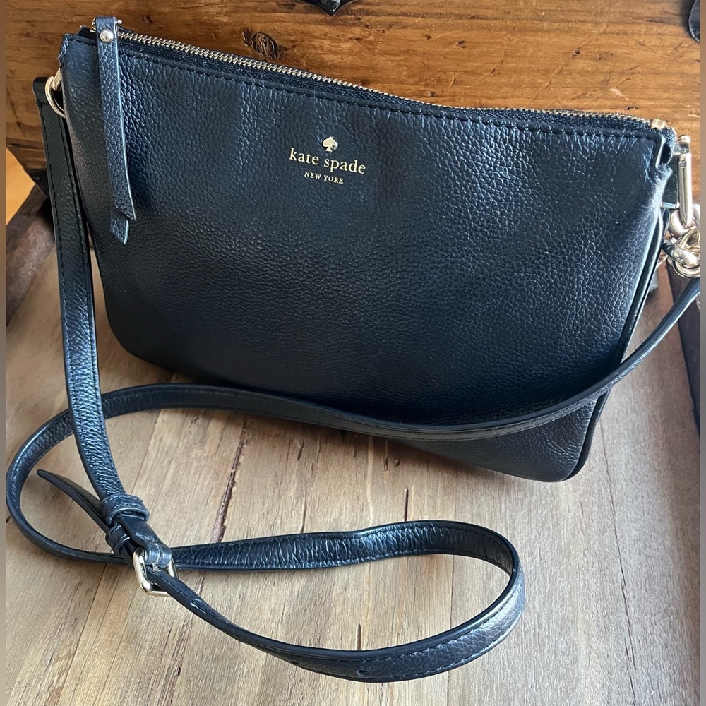Kate Spade New York Leather Crossbody Shoulder Bag Black